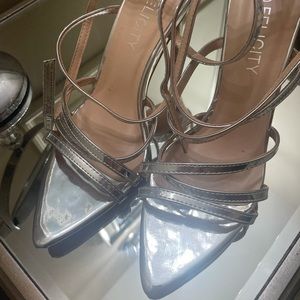 Silver strappy heels